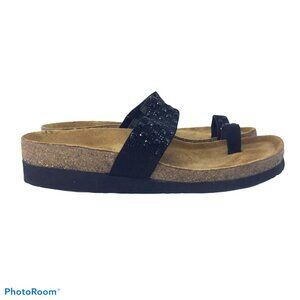 NAOT Slip on Sandals Womens 10M/41 Black Beaded Leather Shoes